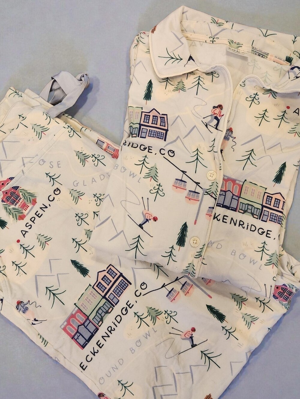 Soma Ski Print Pajama Set L Après Ski Lodge Winter PJs